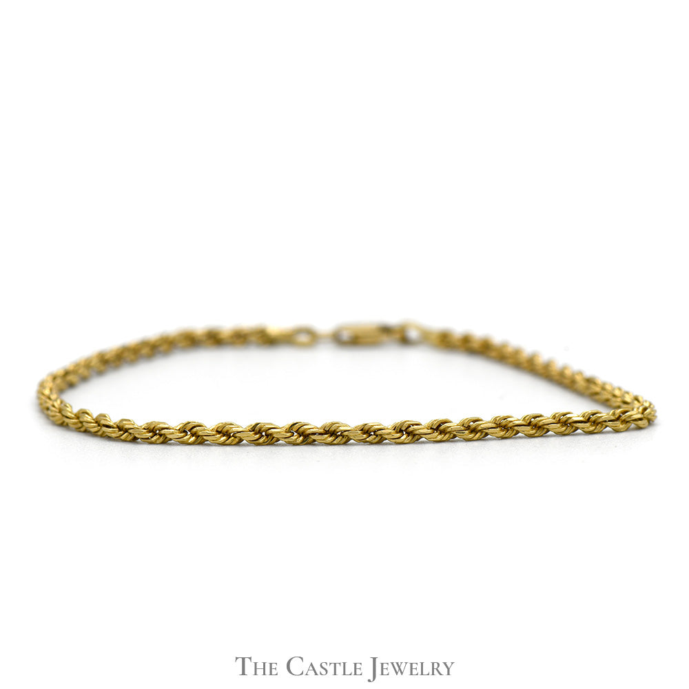 14k Yellow Gold 7 Inch Rope Chain Bracelet