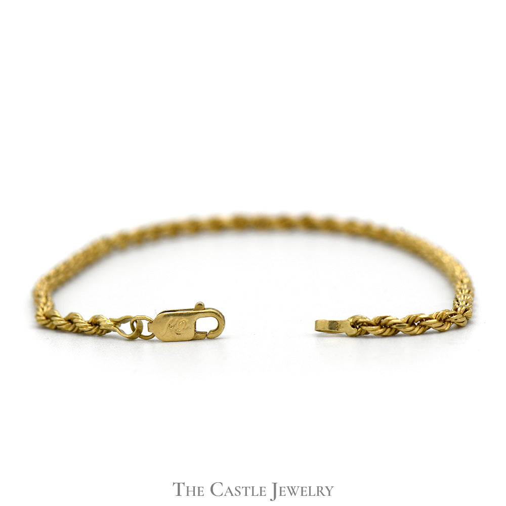 14k Yellow Gold 7 Inch Rope Chain Bracelet – The Castle Jewelry
