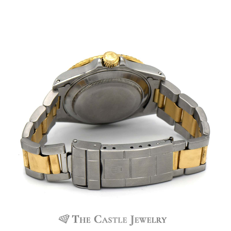 Quickset Rolex Submariner 16613 with Blue Dial and Two Tone 18k and Stainless Steel Oyster Band