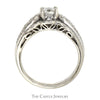 1cttw Princess Cut Diamond Solitaire Bridal Set with Accents and Matching Band in 14k White Gold - Thumbnail 2