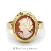 Oval Shaped Cameo Ring with Polished Bezel in 14k Yellow Gold - Thumbnail 1