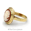 Oval Shaped Cameo Ring with Polished Bezel in 14k Yellow Gold - Thumbnail 3