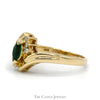 Marquise Cut Emerald Ring with Diamond Accents in 14k Yellow Gold - Thumbnail 3