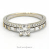 Round Diamond Solitaire Engagement Ring with Baguette and Round Diamond Accents in 14k White Gold - Thumbnail 1
