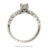 Round Diamond Solitaire Engagement Ring with Baguette and Round Diamond Accents in 14k White Gold - Thumbnail 2