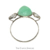 Bezel Set Pear Cut Jade Ring with Moissanite Accents in 14k White Gold - Thumbnail 2