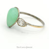 Bezel Set Pear Cut Jade Ring with Moissanite Accents in 14k White Gold - Thumbnail 3