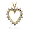 Heart Shaped Illusion Set Diamond Pendant in 14k Yellow Gold - Thumbnail 1