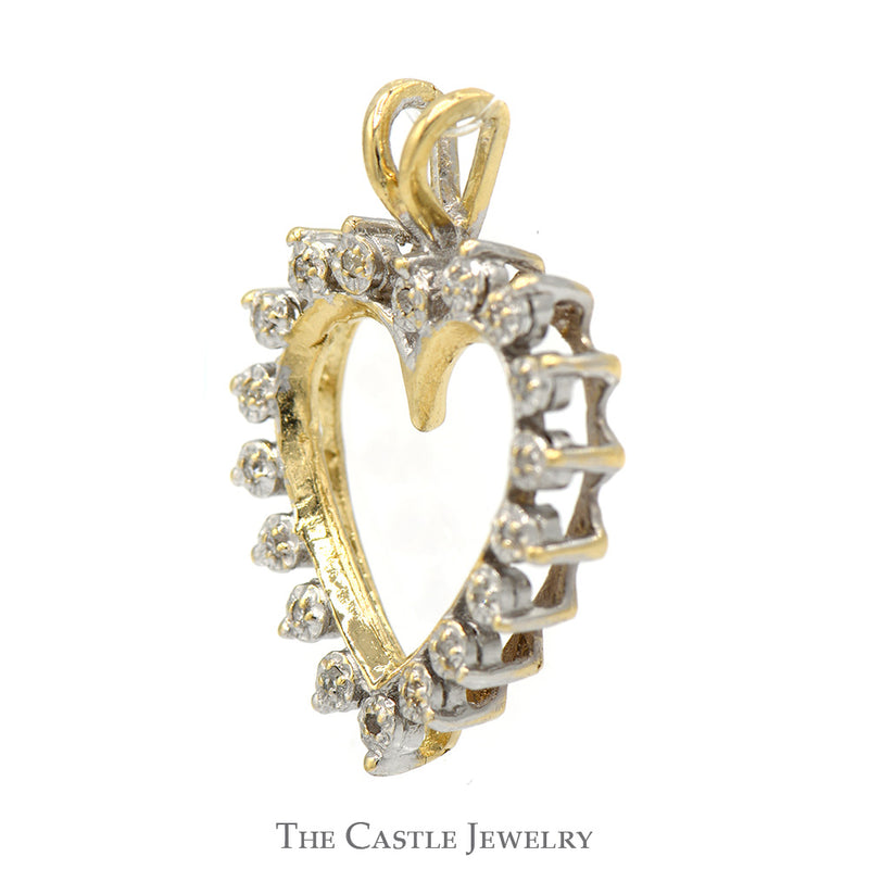 Heart Shaped Illusion Set Diamond Pendant in 14k Yellow Gold