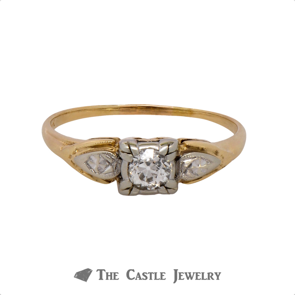 .30ct Old European Cut Diamond Solitaire Engagement Ring in 14k Two-Tone Gold