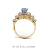 Oval Cut Tanzanite Ring with 1.5cttw Baguette Cut Diamond Halo & Accents - Thumbnail 2