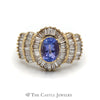 Oval Cut Tanzanite Ring with 1.5cttw Baguette Cut Diamond Halo & Accents - Thumbnail 1