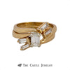 Emerald Cut Diamond Bridal Set with Baguette Diamond Accented Matching Band in 14k Yellow Gold - Thumbnail 1