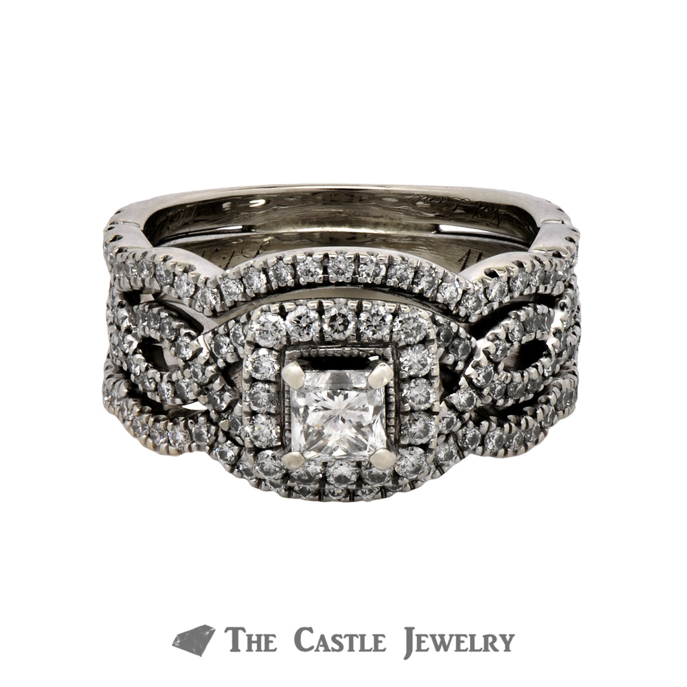 Designer Neil Lane Princess Cut Bridal Set with Diamond Encrusted