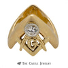 Men's "V" Shaped Designed Diamond Masonic Ring in 14k Yellow Gold - Thumbnail 1