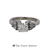 1.25cttw Diamond Engagement Ring with Baguette, Trillion and Round Cut Accents in 14k White Gold - Thumbnail 1