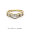 Round Brilliant Cut Diamond Engagement Ring with Channel Set Round Diamond Sides - Thumbnail 1