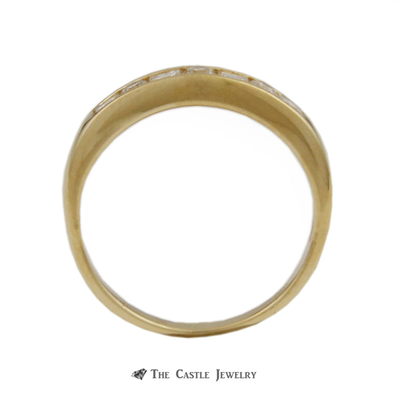 Diamond Wedding Band w/ .38cttw Channel Set Round & Princess Cut Diamonds in 14k