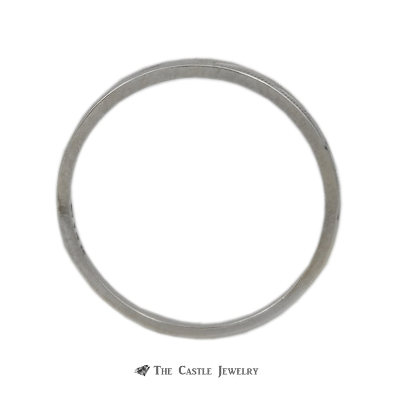 Diamond Cut Design 4mm Wedding Band with Ridged Center Crafted in 14k White Gold