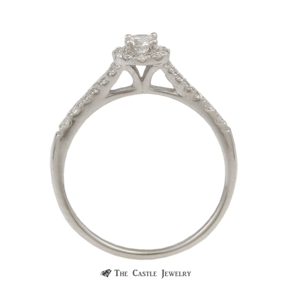 Crown Collection 1/2cttw Bridal Set with Round Diamond Center & Diamond Halo in 14k