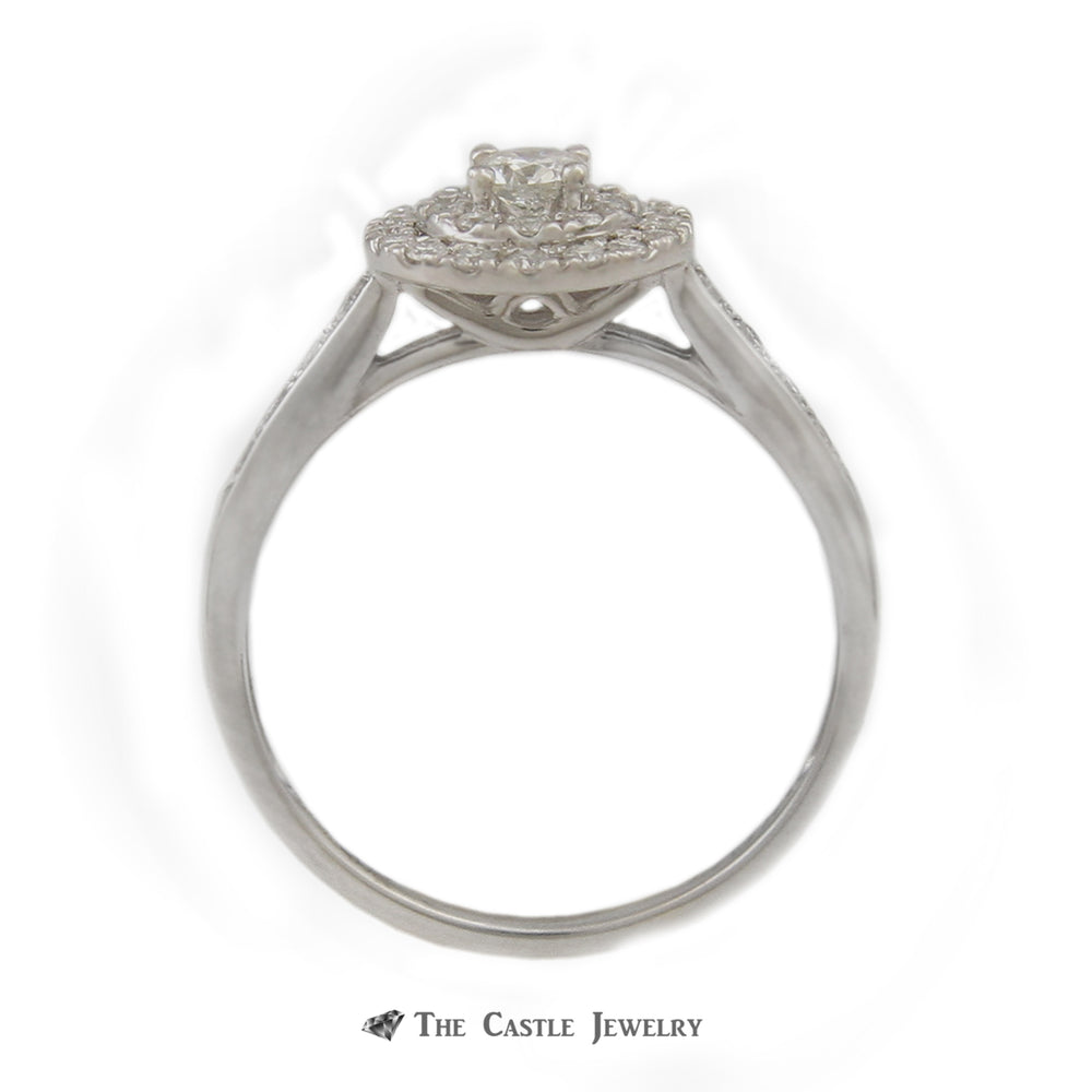 Crown Collection 1/2cttw Bridal Set with Round Diamond Center & Double Diamond Halo in 14k