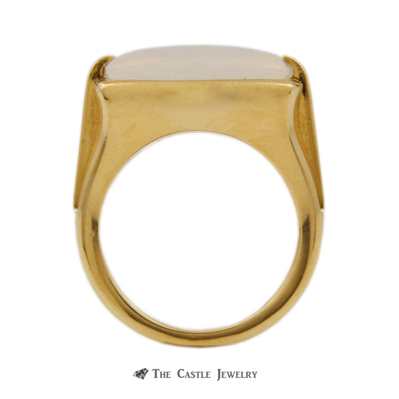 Designer Bvlgari Pillow Cut Albite Moonstone Metropolis Ring in 18K Yellow Gold