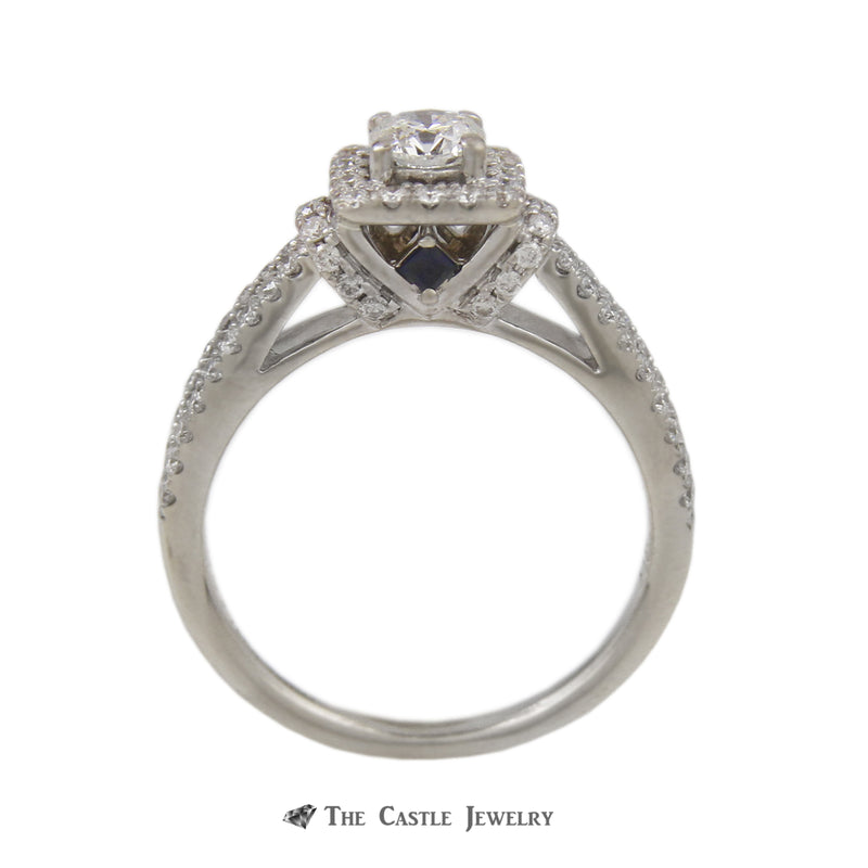 Vera Wang 1cttw Engagement Ring Round Cut Center with Diamond Halo 14K White Gold