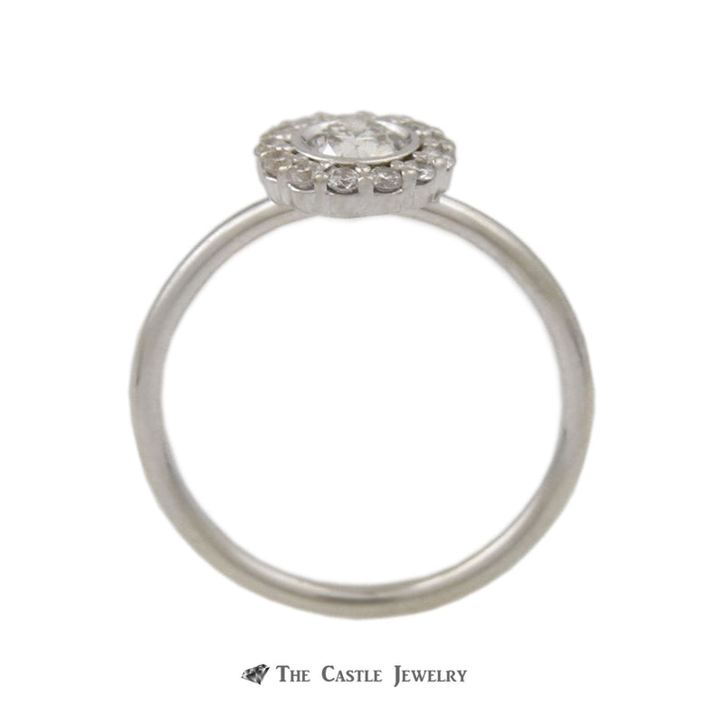 Bridal Set Round Bezel Set Diamond Center Round Diamond Halo 14K White Gold
