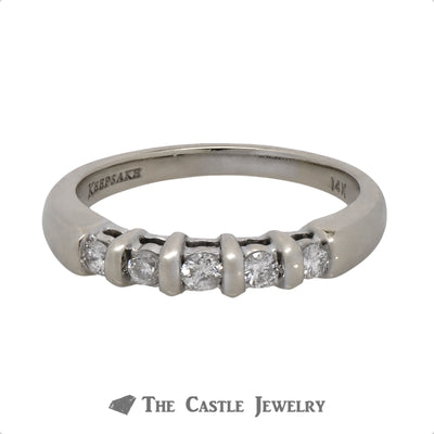 .20cttw Five Diamond Wedding Band in 14k White Gold