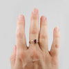 Oval Cut Ruby Ring with .25cttw Round Brilliant Cut Diamond Bezel & Cathedral Mounting - Thumbnail 4