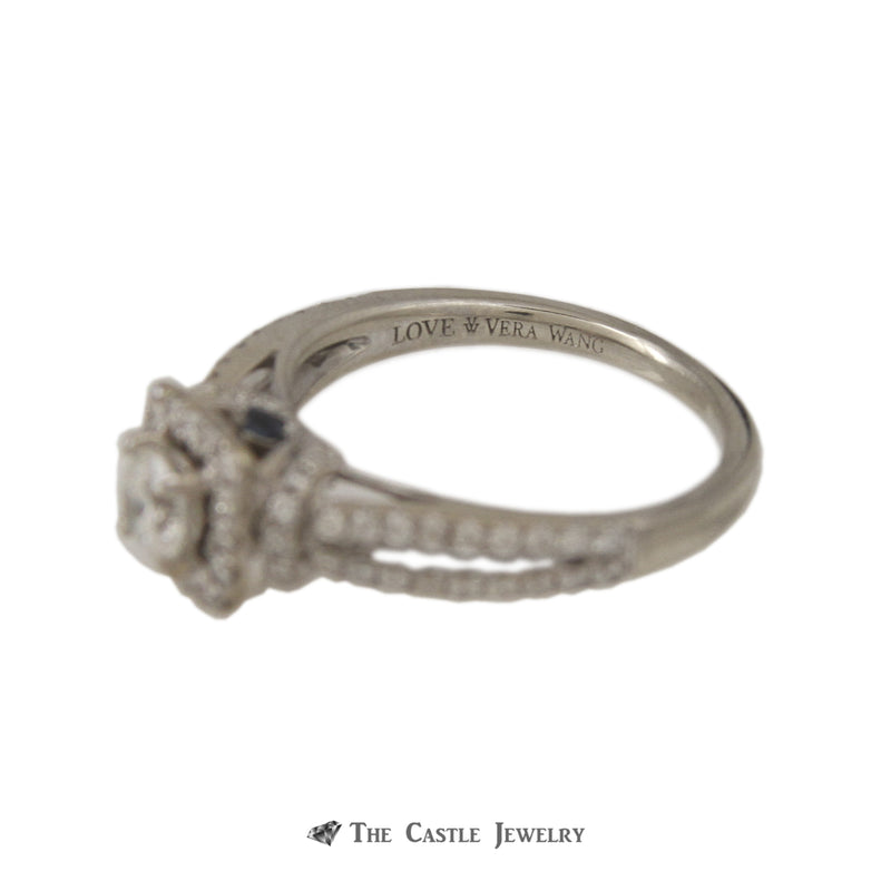 Vera Wang 1cttw Engagement Ring Round Cut Center with Diamond Halo 14K White Gold