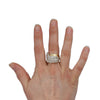 Wide Gold Band w/ 1cttw Diamond Leaf Design in 14K Gold - Thumbnail 4
