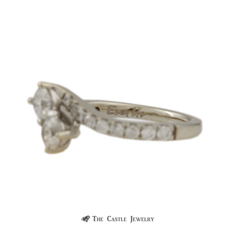 Ever Us 1cttw Double Round Brilliant Cut Diamond 2 Stone Ring w/ Diamond Sides in 14K