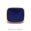 Men's Cushion Cut Lapis Ring with Diamond Cut Designed 18k Yellow Gold Mounting - Thumbnail 1
