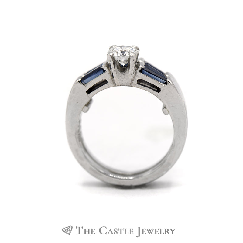 Platinum Diamond and Sapphire Bridal Set