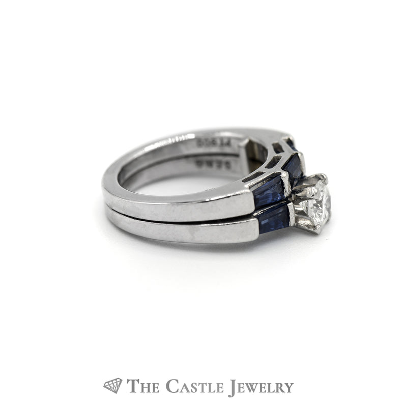 Platinum Diamond and Sapphire Bridal Set