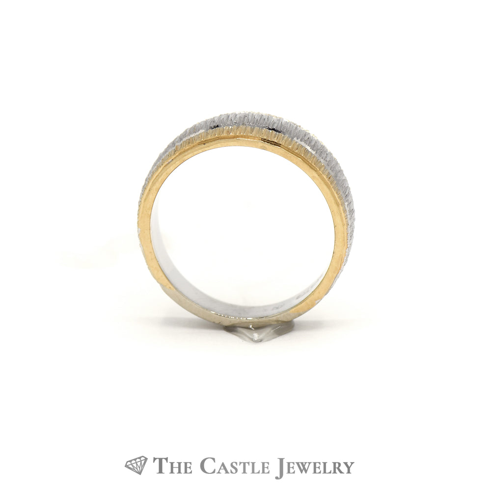Lovely Two Toned Tapered Band in White and Yellow Gold