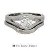 Half Bezel Set Tension Style .75ct Round Diamond Bridal Set in 14K White Gold - Thumbnail 1