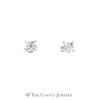 Round Diamond Stud Earrings in Square Illusion Mounting - Thumbnail 1