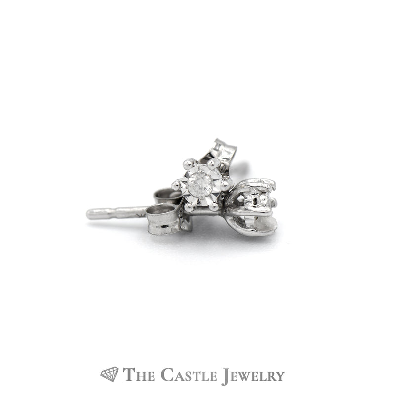 Round Diamond Stud Earrings in Round Illusion Mounting