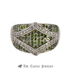 Green & White Diamond Cluster Ring With Fancy Rectangle Shaped Design - Thumbnail 1