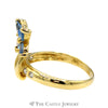 Blue Topaz & Cubic Zirconia Flower Designed Ring in 18k Yellow Gold - Thumbnail 3