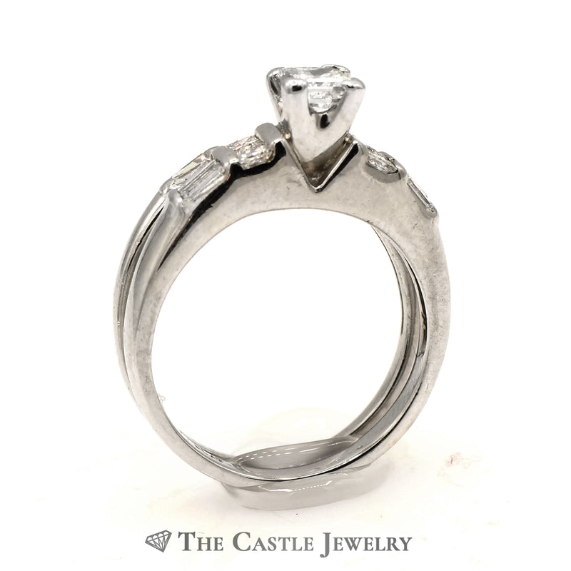 Diamond Bridal Set 1 CTTW With .40 CT Princess Cut Diamond In Platinum