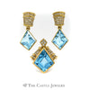Topaz and Diamond Ring and Earing Set in 18 KT Yellow Gold - Thumbnail 1