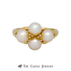 Quadruple 5.5mm Pearl Ring with Diamond Accents Crafted in 14k Yellow Gold - Thumbnail 1