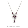 Free Form Drop Design Oval Cut Ruby and .50ctw Diamond Necklace in 14k White Gold - Thumbnail 3