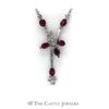 Free Form Drop Design Oval Cut Ruby and .50ctw Diamond Necklace in 14k White Gold - Thumbnail 1