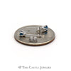 Sparkling Blue Diamond Stud Earrings in 14K White Gold - Thumbnail 3