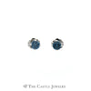 Sparkling Blue Diamond Stud Earrings in 14K White Gold - Thumbnail 1