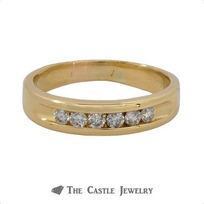 Gent's Channel-Set Round Brilliant Cut Diamond Wedding Band .35cttw In 18K Yellow Gold